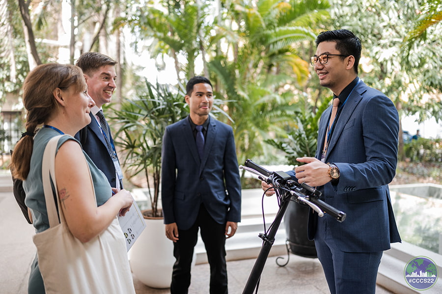Display of electric vehicles during the 2022 Cambodia Climate Change Summit.