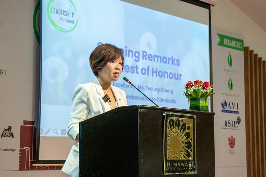 Singaporean Ambassador to Cambodia, Teo Lay Cheng, speaks at the Leadership for Good Summit