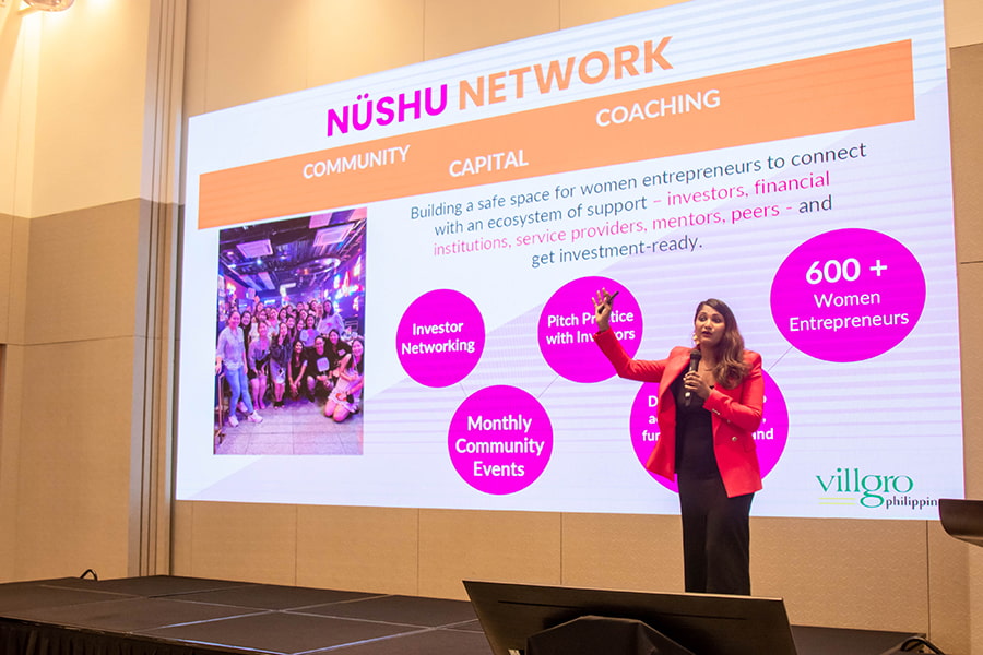 Priya Thachadi, Co-Founder and CEO of Villgro Philippines, presenting at CAMESCO 2023